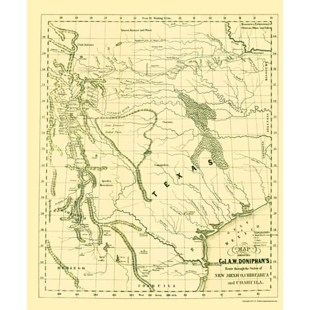Historic Map - New Mexico Chihuahua Coahuila Route - Doniphan 1847