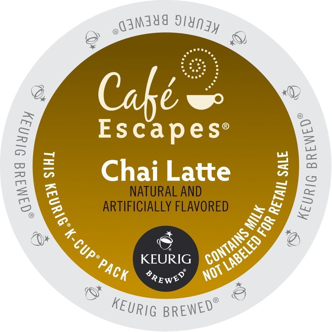 Café Escapes Chai Latte, Pods for KCups Keurig, 48 Count