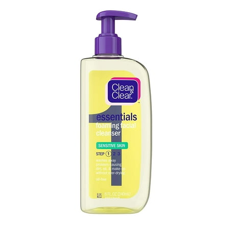 CLEAN & CLEAR Foaming Facial Cleanser Sensitive Skin 8 oz (Pack of 2)
