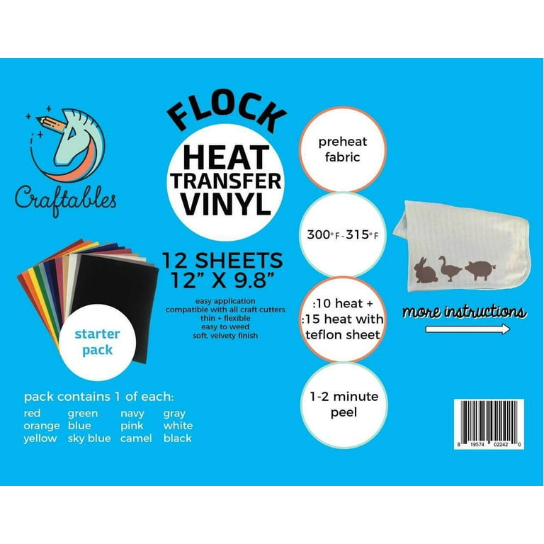 White Flock Heat Transfer Vinyl Sheets By Craftables – shopcraftables