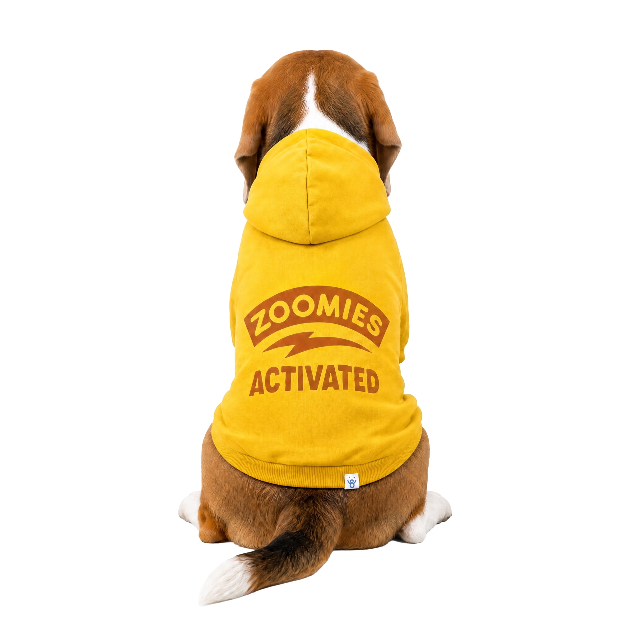 Oodles Zoomie Activated Fall Dog Hoodie, Yellow, Medium