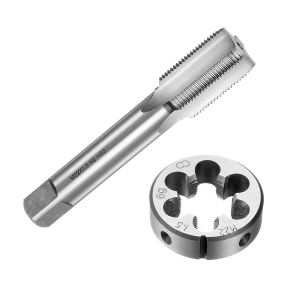 Uxcell 2 Pieces Metric Tap and Die Set M22 x 1.5 Thread Tap & Round Die Threading Repair Tools