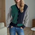 thumbnail image 4 of PEONAVET Chandail à Col Rond pour Femmes Chandail d'Hiver pour Femmes à Col en V à Manches Longues Ample en Tricot à Rayures Chandail Chaud Décontracté, 4 of 6