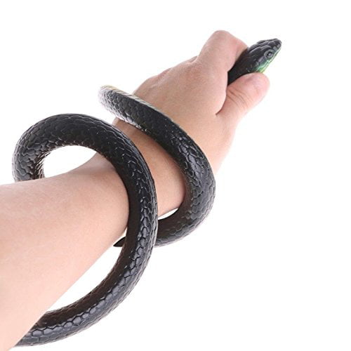 DE-Realistic Rubber Black Mamba Snake Toy Garden Props 52 Inch Long 