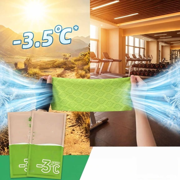 JWZZYD Reusable Ice Cold Sweat Wipes, Portable Large Sports Towel Wipes, Summer Heat Relief Cold Cloths for Outdoor Workout Travel Hot Weather Relief,Green, 1 Pack
