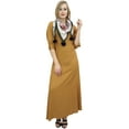 thumbnail image 4 of Bimba Robe Maxi Bohème Brun Pâle pour Femme avec Foulard à Franges Tenue Décontractée-16, 4 of 9