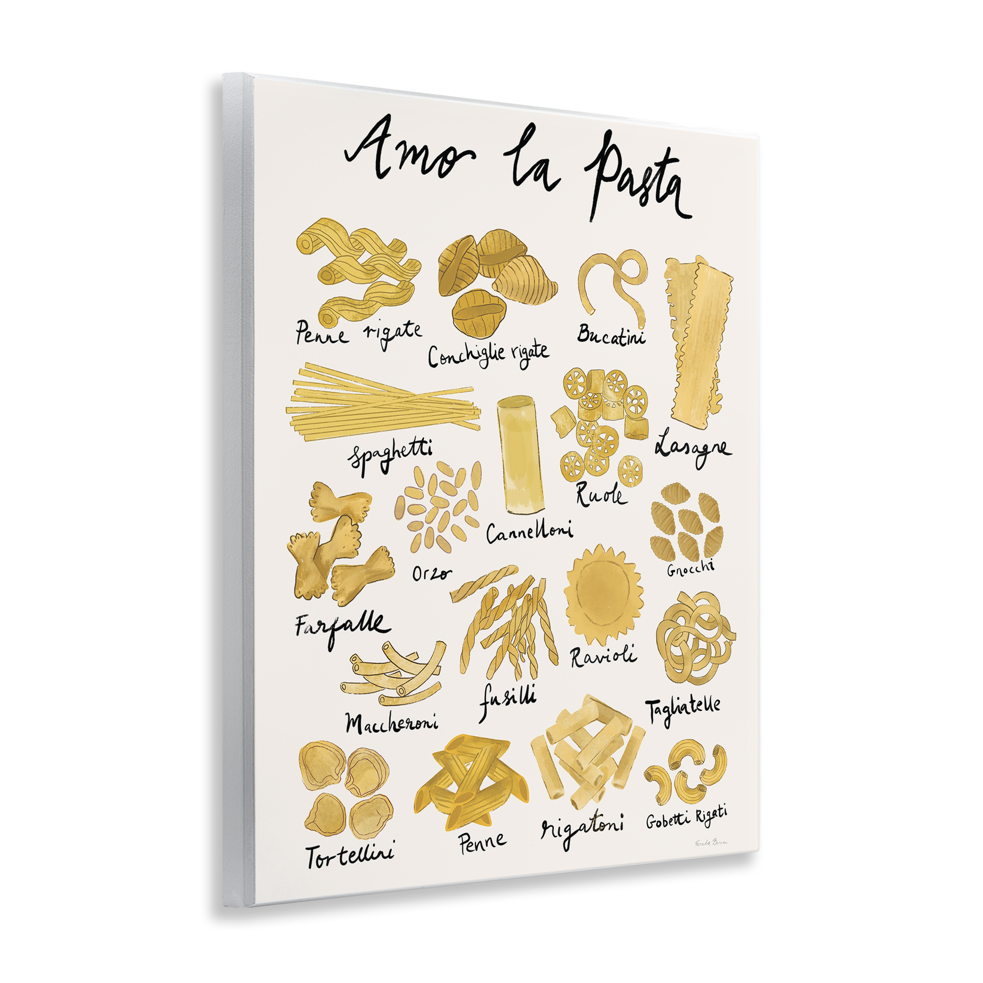 Stupell Industries Amor La Pasta Chart Food & Beverage Painting Unframed Art Print Wall Art, 11 x 14