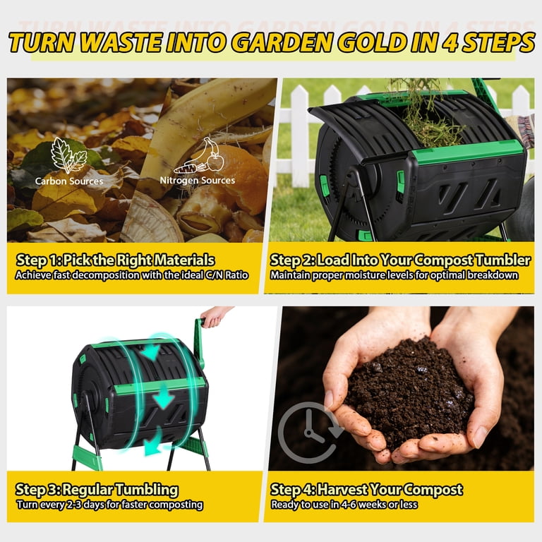 HomGarden 53-Gallon Dual Chamber Compost Tumbler photo 6