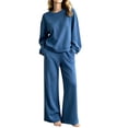thumbnail image 3 of HAJWOH Womens Elegant Lounge Sets Sweatsuit Sets 2 Piece Outfits with Sweater Tops and Wide Leg Sweatpants, 3 of 6