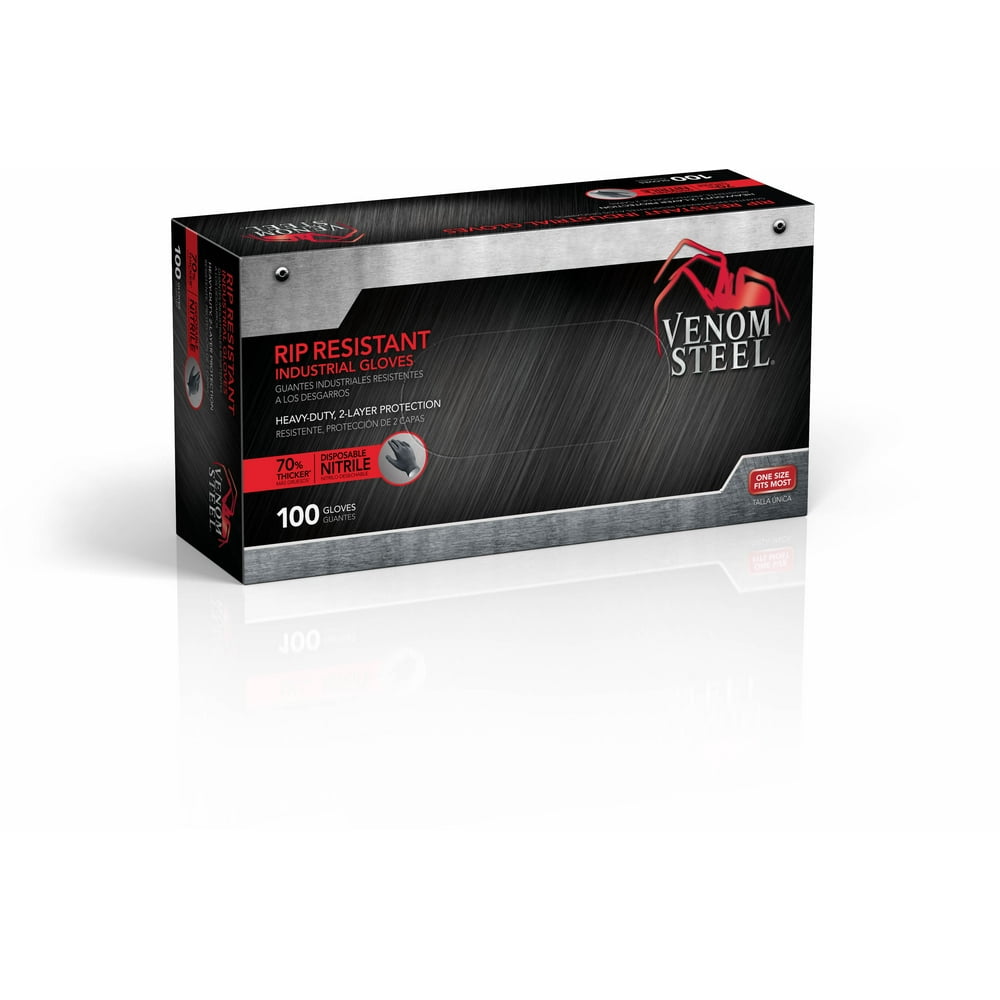 Venom Steel Nitrile Gloves, 6 Mil Disposable Latex Free, 2 Layer Rip