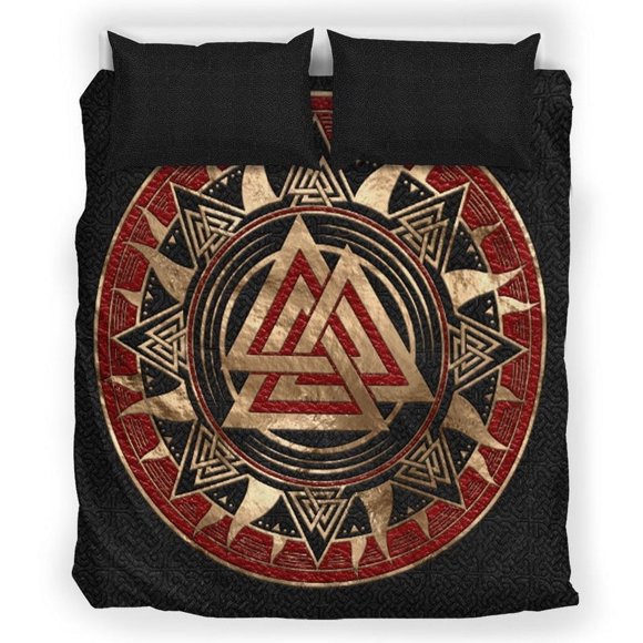 Viking Bedding Set, Valknut The Knot Of The Slain Warrior And The Heart Of Vala