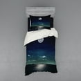 thumbnail image 2 of Ambesonne Ocean Bedding Set 4 Pcs, Full Moon in the Sea, Queen, Black Navy, 2 of 3
