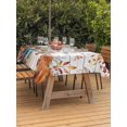 thumbnail image 2 of Outdoor Tablecloth with Umbrella Hole and Zipper, Orange Blue Fall Rectangle Table Cloth 60x120 Inch Waterproof Tablecloth, Pumpkins Botanical Thanksgiving Wooden Picnic Table Cover for Patio Camping, 2 of 7
