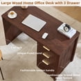 thumbnail image 4 of Fluted Executive Desk, 48" Modern Wood Home Office Desk with File Drawer & Metal Handles, Computer Writing Desk, Walnut, 4 of 9