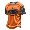 thumbnail image 6 of Fabrcox S-4XL Halloween Men's&nbsp;shirts Ghost Pumpkin Moon Mens Graphic T-Shirts Fall Winter Festival Corduroy Raglan Mens Short Sleeve Shirt Orange 4XL, 6 of 7