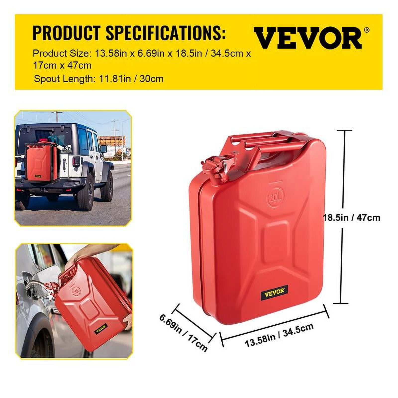 Jerry Fuel Can, 5.3Gal / 20L Portable Jerry Gas Can with Flexible Spout System, Rustproof ＆ Heat-resistant Steel Fuel Tank for Cars Trucks Equipment Bottles Organiser VEVOR Super Brand Day