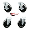 thumbnail image 2 of 5 Inch Hard Rubber Wheel Swivel Bolt Hole Caster Set with 2 Brake Service Caster, 2 of 2