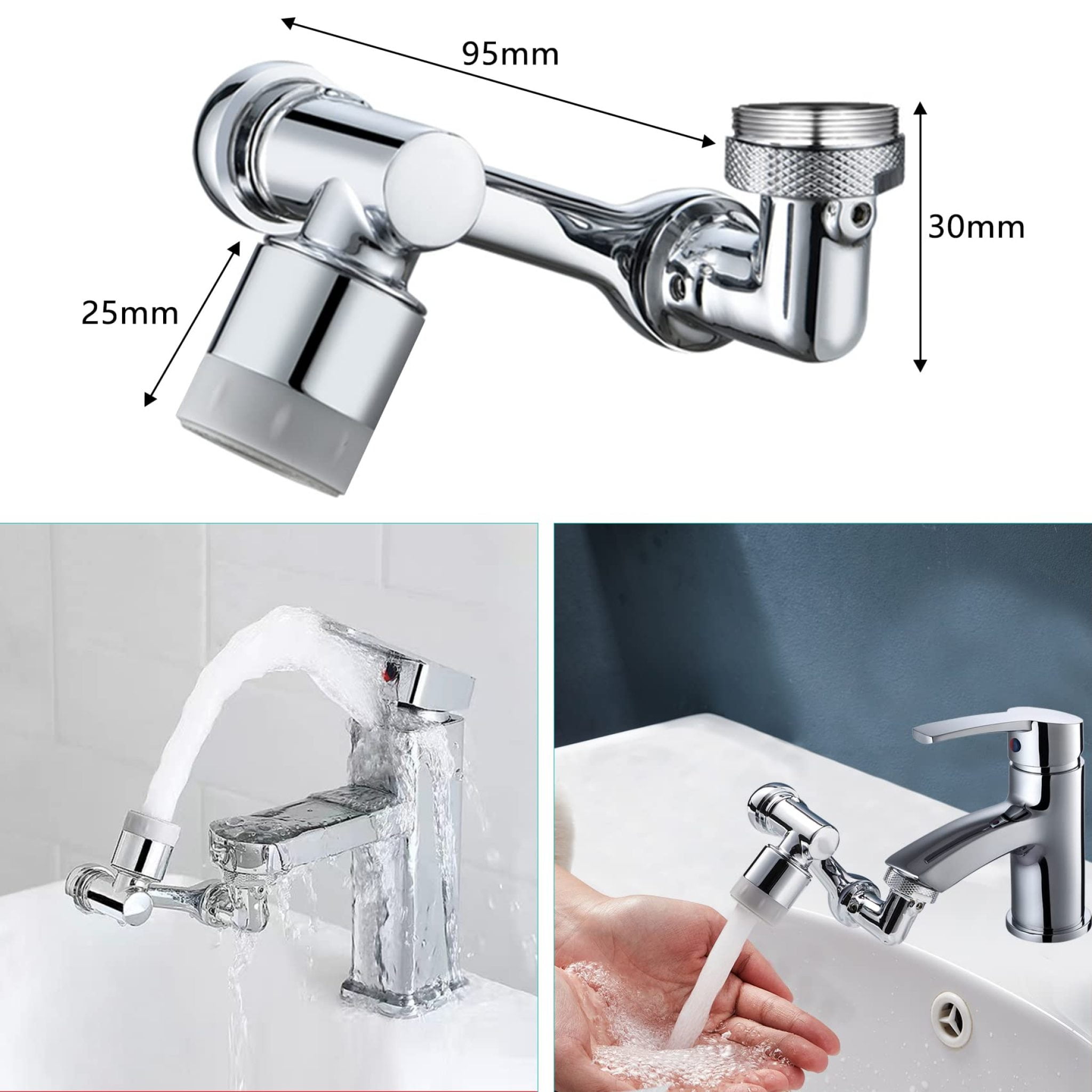 Bathroom faucet attachment rotating faucet extension with