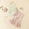 thumbnail image 5 of Odeerbi Toddler Bunny Outfit Cute Bell Bottom Pants Kids Baby Girls Easter Halter Vest Rabbit Print Ruffles Flared Pants Suit Beige, 5 of 9