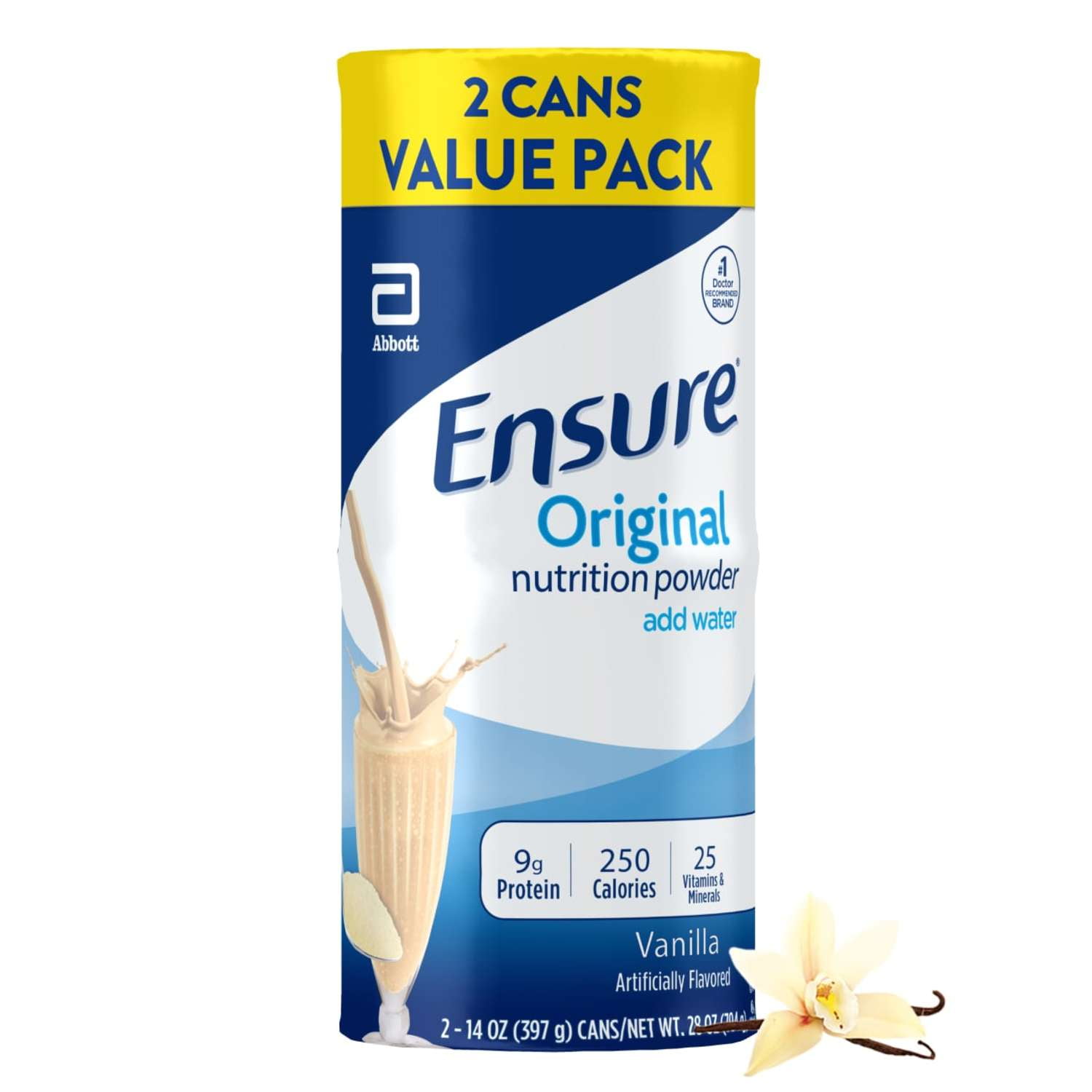 Ensure Original Vanilla Nutritional Powder, Protein Powder, 14 oz, 2-Can Value Pack