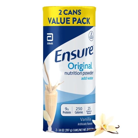 Ensure Original Vanilla Nutritional Powder, Protein Powder, 14 oz, 2-Can Value Pack