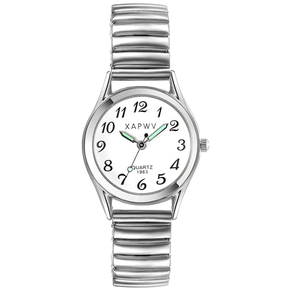 Avaner Women's ultra-thin quartz watch:Large Arabic numerals dial Luminous hands Elastic Watch