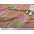 thumbnail image 3 of Soimoi Brown polyester Crepe Fabric Leaves & Rose Floral Print Fabric by the Yard 52 Inch Wide, 3 of 3