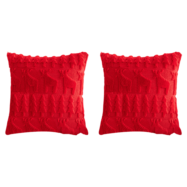 Fundas Almohada Navideñas Funda Decorativa Felpa Suave (reno) Color Rojo