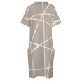 thumbnail image 4 of Elegante vestido de verano con bolsillos para mujer vestidos sueltos con patrón geométrico de oro rosa, 4 of 6