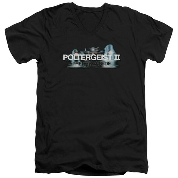 Poltergeist Ii Logo Adult V-Neck T-Shirt 30/1 T-Shirt Black