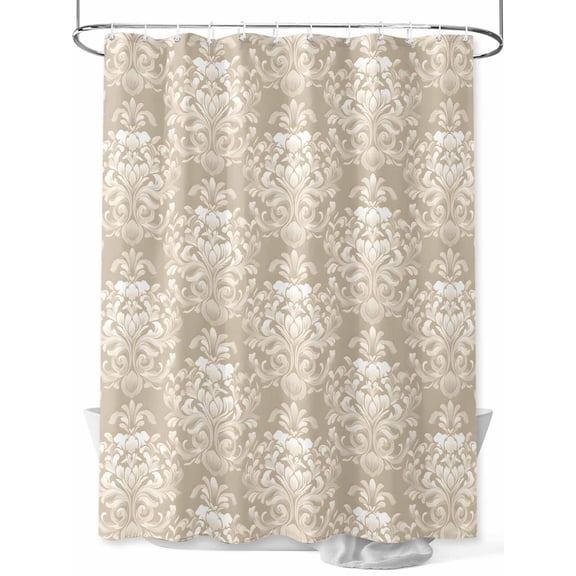 Fsddascl Beige Grey Boho Floral Shower Curtain Set - Extra Long 72" x 96" Washable Curtain with 12 Hooks, Vintage Ethnic Tribe Abstract Art Waterproof Fabric Stall Shower Curtains for Bathroom