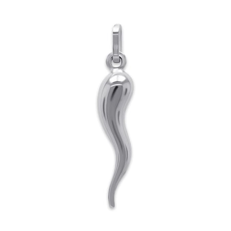 Silver Italian Horn Charm Pendant - 925 Sterling Silver - Dangle Charm - Cornicello Charm Pendant - Good Luck Charm