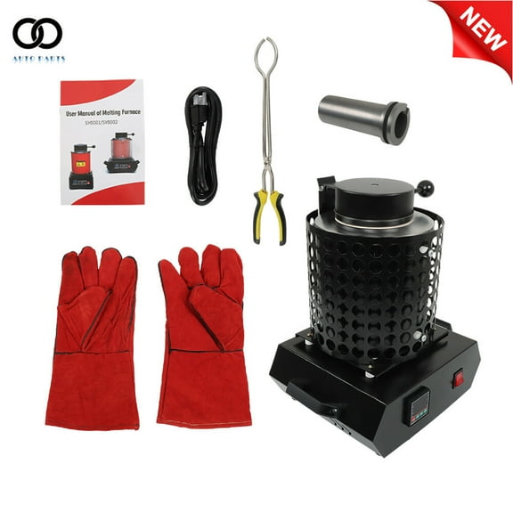 Upgraded Electric Gold Melting Furnace Forge kit 1400W Mesh 3KG Crucible 110V