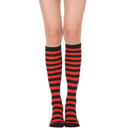 

ELENXS Women Stripes Thigh High Socks Simple Style Sports Socks for Daily Wear