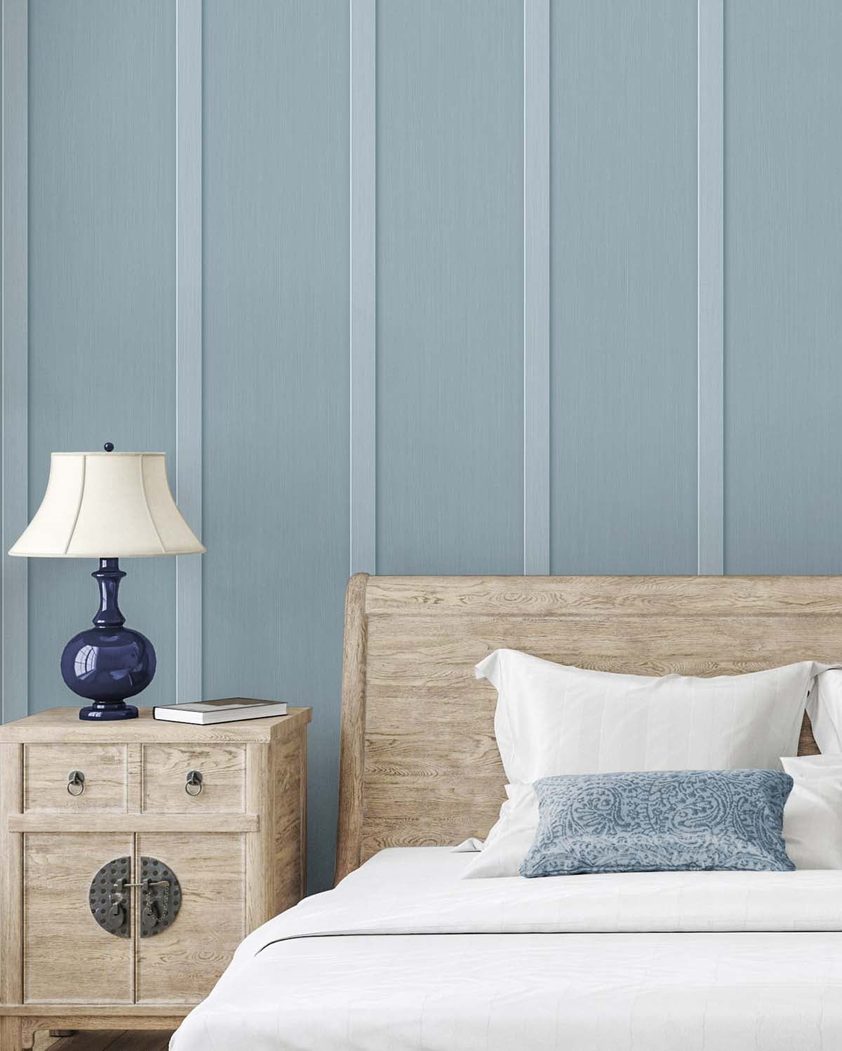 NextWall Blue Stream Faux Board & Batten Peel and Stick Wallpaper