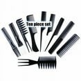 thumbnail image 1 of Juego de peines para el cabello de 10 piezas, peines para el cabello de plástico fino de bolsillo para mujeres y hombres, peine de vestir fino (negro) $ Juego de peines para el cabello de fibra de, 1 of 7