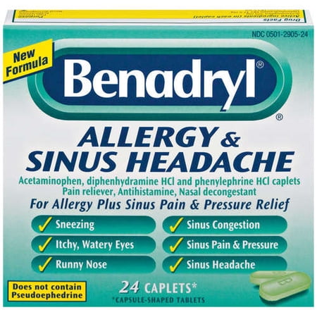 Pfizer Benadryl Allergy & Sinus Headache, 24 ea