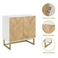 thumbnail image 4 of Haliyee Modern Sideboard Buffet Cabinet with Magnetic Doors,27.5x11.8x31.2in | Wood Grain Herringbone Design,Adjustable Shelf,Kitchen Pantry Storage & Coffee Bar Station,For Dining Room,Living Room, 4 of 9