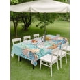 thumbnail image 3 of Ocean Starfish Seaweed Outdoor Tablecloth - 60x84 Inch Rectangle Dining Table Cover, Summer Coastal Beach Shell Coral Teal Waterproof Outdoor Table Cloth with Umbrella Hole & Zipper for Picnic/Patio, 3 of 7