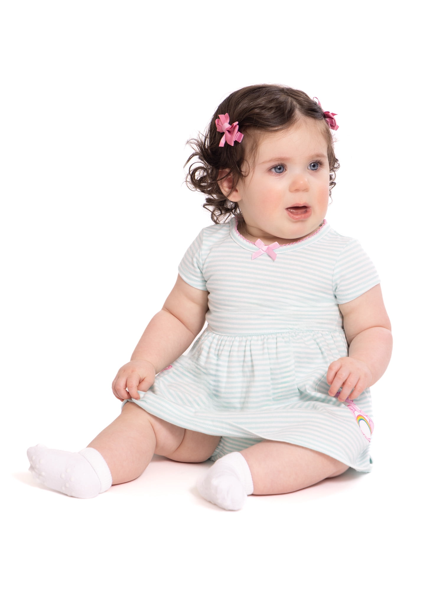 Care Bears Baby Girl Print Dress with Matching Diaper Cover Set, 2-Piece, Sizes 0/3M-6/9M
