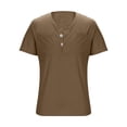 thumbnail image 3 of Men's 2 Button Cotton Linen Henley Shirt Short Sleeve Stand Collar Tops Summer Casual Beach Hippie T-Shirts, 3 of 5