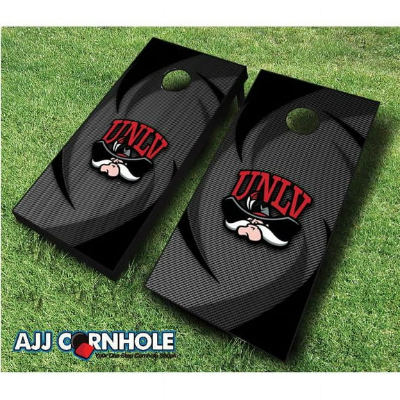 AJJCornhole 110-UNLVSwoosh UNLV Rebels Swoosh Theme Cornhole Set with Bags - 8 x 24 x 48 in.