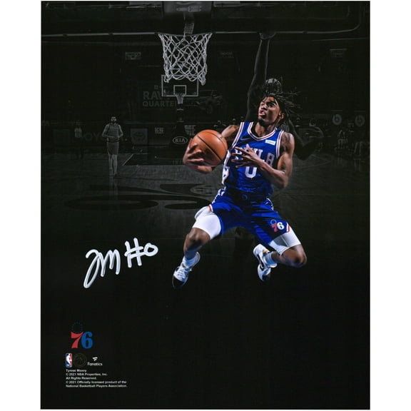 Tyrese Maxey Philadelphia 76ers Autographed 8" x 10" Lay Up In Blue Photograph - Fanatics Authentic Certified
