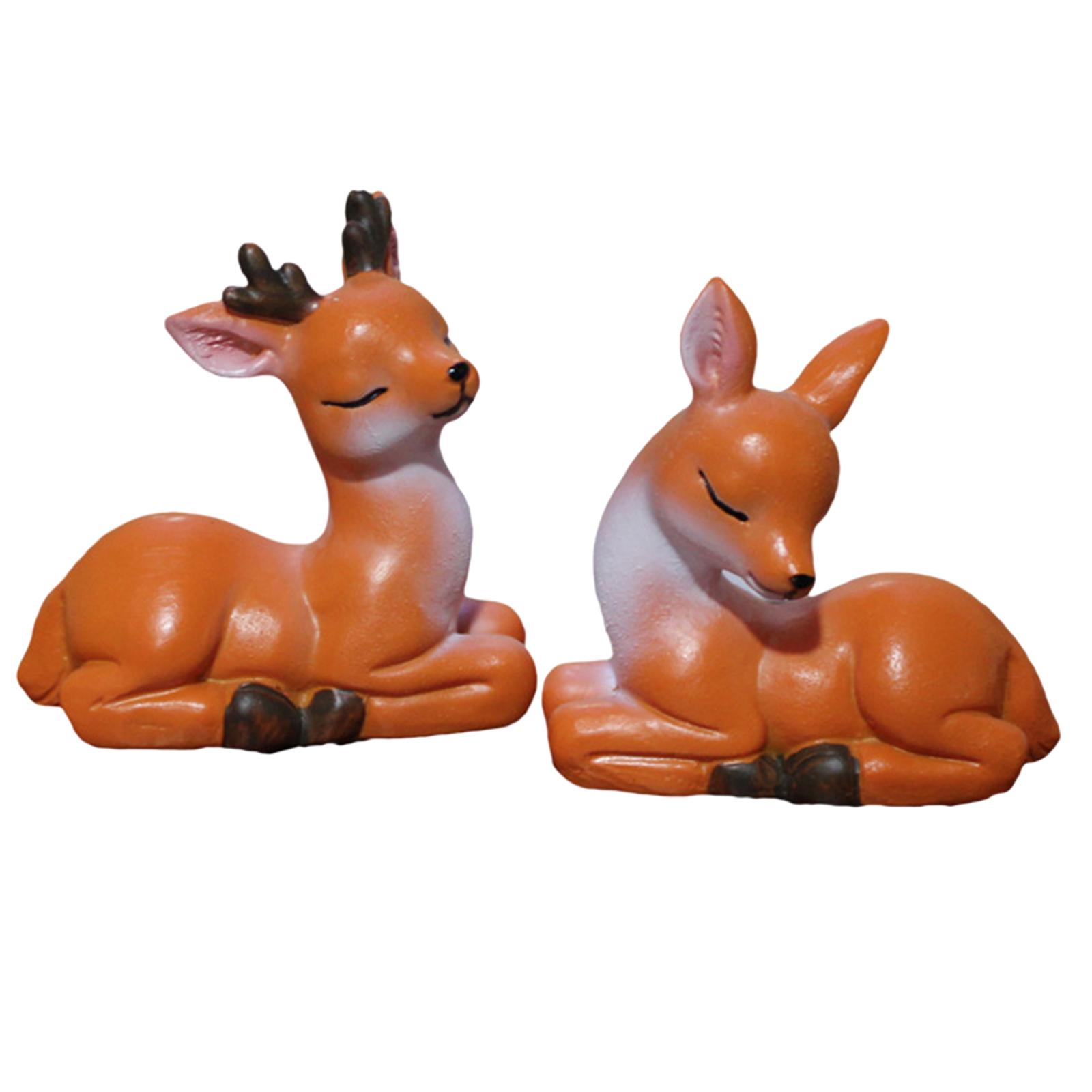 simhoa 3x2Pcs Cute Deers Figurines Deer Animal Figurines for Potted Bedroom Decoration - image 4 of 10
