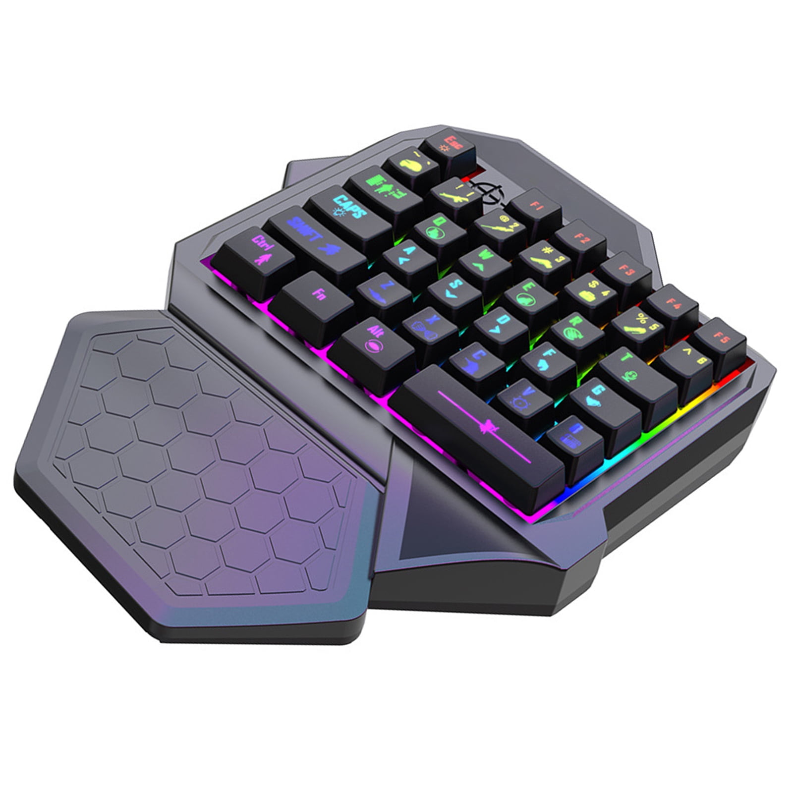 Single Handed Gaming Keyboard Small Gaming Keypad Ergonomic LED 35 Keys Portable Game Controller for PC Desktop Accessories