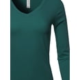 thumbnail image 4 of A2Y Women's Basic Solid Soft Cotton Long Sleeve V-neck Top T-shirt Huntergreen 2XL, 4 of 6