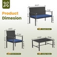 thumbnail image 5 of UDPATIO 4 Piece Patio Furniture Sets, Outdoor Conversation Sets of 4, 4 Pieces Wicker Patio Furniture Set with Coffee Table, Navy Blue, 5 of 7