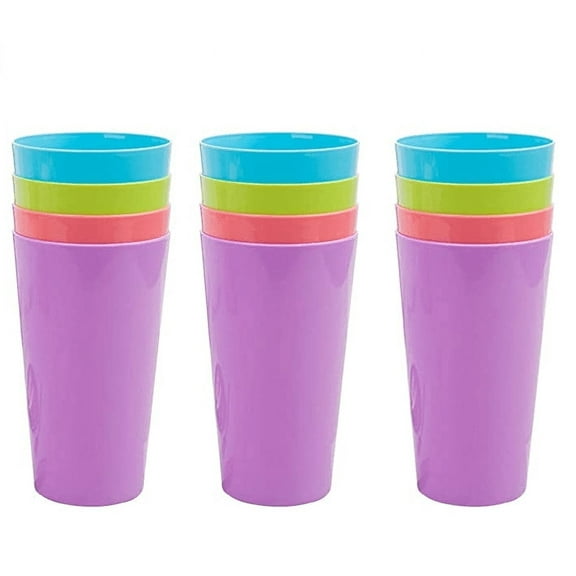 Eco-friendly Unbreakable Reusable Drinking Cup for Adult(17.5 OZ), Wheat Straw Biodegradable Healthy Tumbler Set 4-Multicolor, Dishwasher Safe,12 Pcs