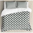 thumbnail image 4 of Modern Duvet Cover Set, Math Geometry Inspired Minimalist Design with Brushstrokes Like Art Print, Decorative 3 Piece Bedding Set with 2 Pillow Shams, Queen Size, Charcoal Grey White, by Ambesonne, 4 of 4