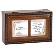 Dearest Granddaughter I'm Proud of You Wood Finish Jewelry Music Box Plays Tune Ave Maria